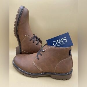 size 7.5 Men’s CHAPS LUG SOLE CHUKKA BROWN CASUAL SHOE MNCH42022AG004 New W/ Box